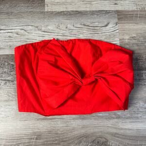 Tahari Red Strapless Bow Crop Top Zip Back Cocktail Party Small